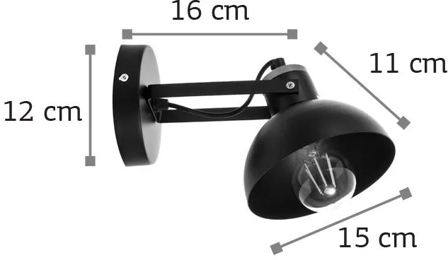 Απλίκα τοίχου InLight 43379-Μαύρο