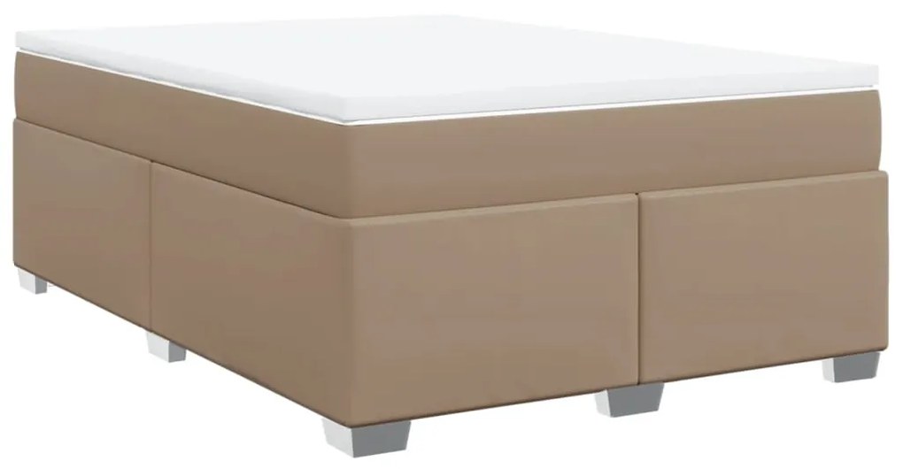 Κρεβάτι Boxspring με Στρώμα Καπουτσίνο 160x200εκ.από Συνθ.Δέρμα - Καφέ