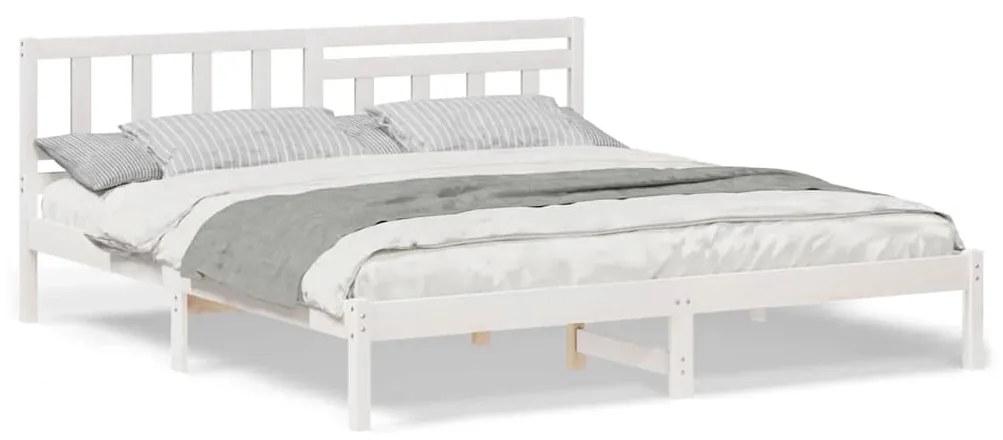 vidaXL Σκελετός Κρεβατιού Λευκό 200 x 200 cm Μασίφ ξύλο πεύκου