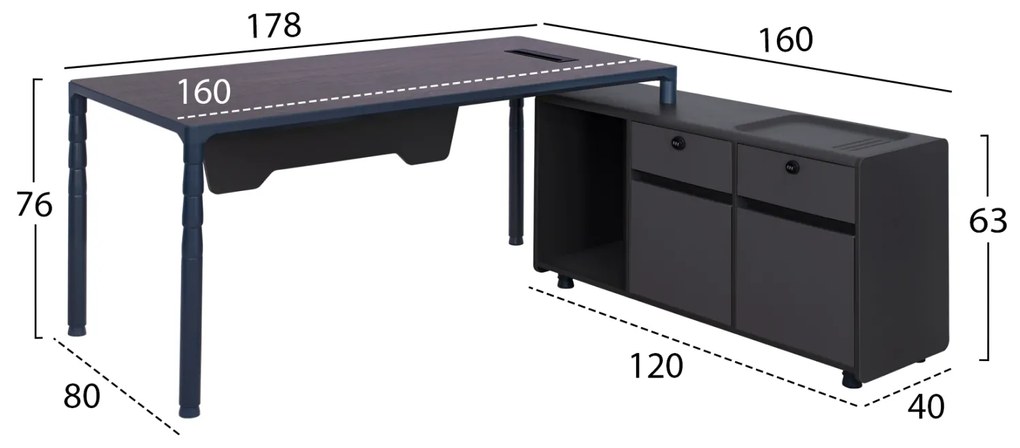 ΕΠΑΓΓΕΛΜΑΤΙΚΟ ΓΡΑΦΕΙΟ LYANNA ΔΕΞΙΑ ΓΩΝΙΑ HM2109R ΣΕ ΓΚΡΙ &amp; ΒΕΓΓΕ ΑΠΟΧΡΩΣΗ 183X160X76εκ. - 0520910 - HM2109R