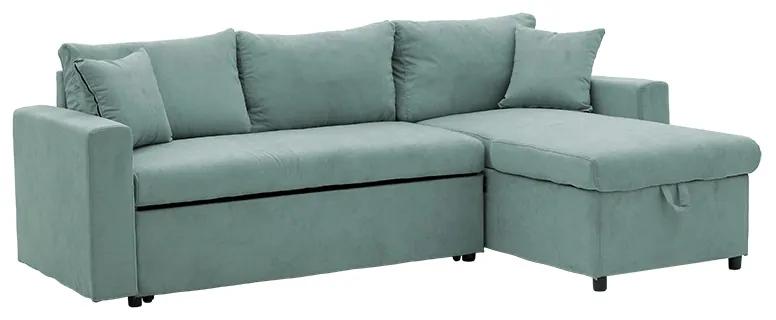 Γωνιακός καναπές-κρεβάτι αναστρέψιμος Lilian ύφασμα πράσινο μέντας 225x148x81εκ Υλικό: FABRIC 166-000017