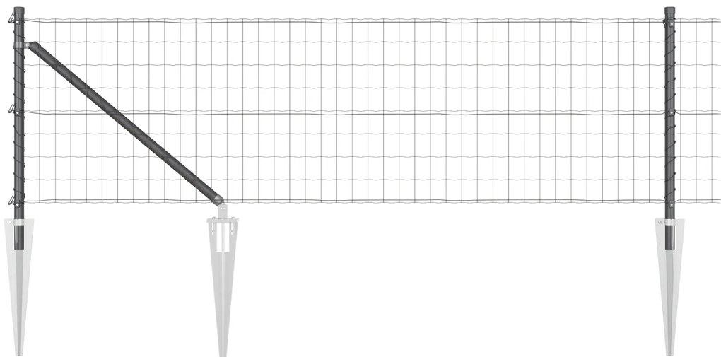 vidaXL Euro Fence με 13 Στερεώσεις 0.6x25 m Γαλβανισμένος Χάλυβας Γκρι