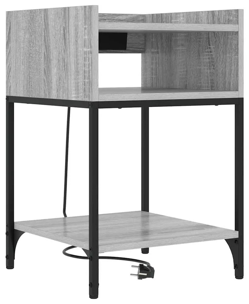 vidaXL Κομοδίνο 2 pcs Γκρίζο Σονομα 40 x 40 x 61 εκ Επεξεργασμένο ξύλο