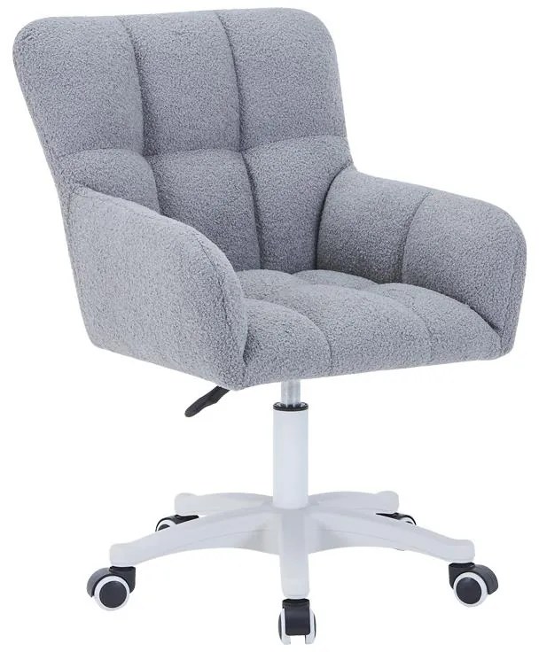 Πολυθρόνα περιστρεφόμενη Givole σε γκρι μπουκλέ ύφασμα 50x35x79εκ 55x50x86 εκ.