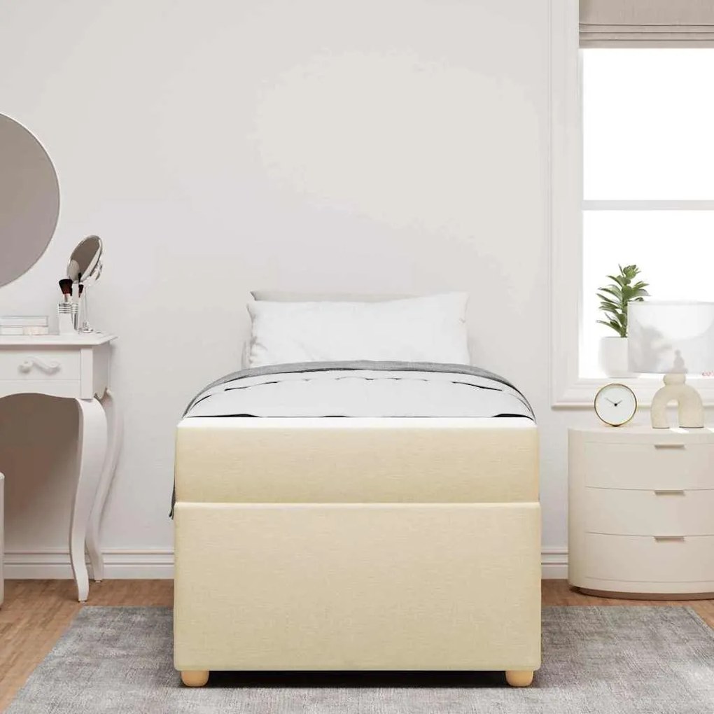 vidaXL Σκελετός Κρεβατιού με στρώμα Κρεμ 90 x 200 cm ύφασμα