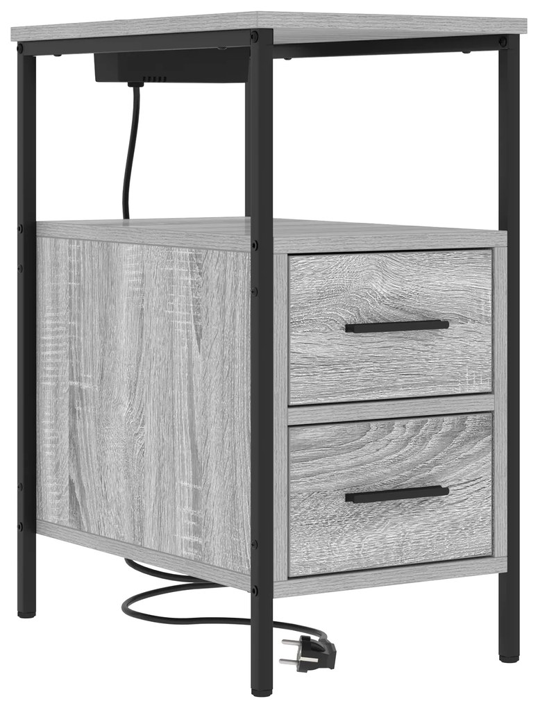 vidaXL Κομοδίνο Γκρι sonoma 30 x 48 x 61 εκ Επεξεργασμένο ξύλο