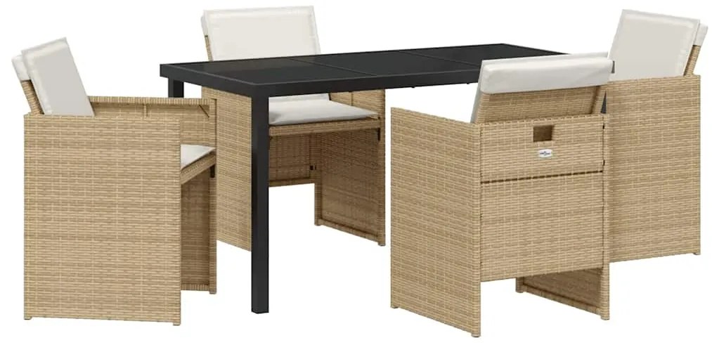 vidaXL Σέτ φαγητού για κήπο 5 pcs Μπεζ συνθετικό ρατάν
