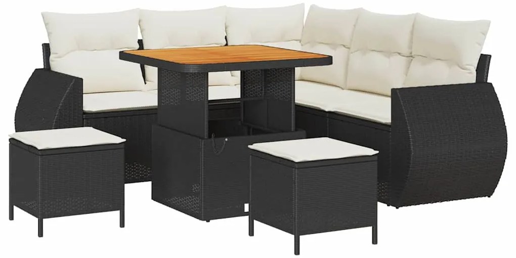 vidaXL Σετ Καναπέ Κήπου 8 pcs Μαύρο και κρεμ 80 x 80 x 71 cm