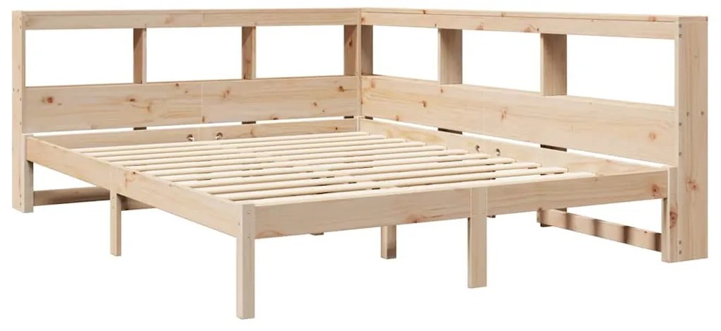 vidaXL Κρεβάτι Βιβλιοθήκη Χωρίς Στρώμα 140x190 εκ Μασίφ Ξύλο Πεύκου