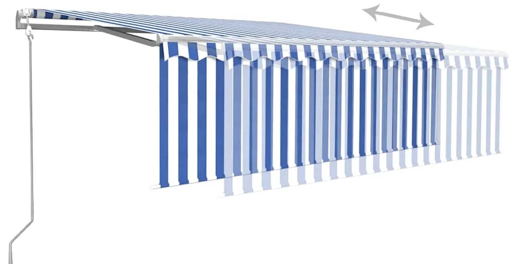 vidaXL Τέντα Συρόμενη Αυτόματη με Σκίαστρο Μπλε / Λευκό 4 x 3 μ.