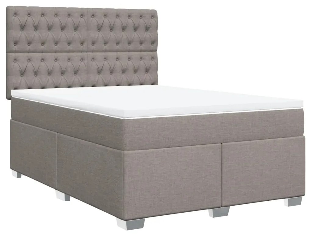 Κρεβάτι Boxspring με Στρώμα Taupe 160x200 εκ. Υφασμάτινο - Μπεζ-Γκρι