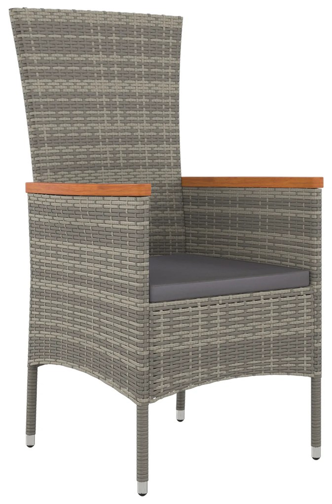 vidaXL Σετ Δείπνου 5 τεμαχίων με Μαξιλάρια Γκρι Poly Rattan