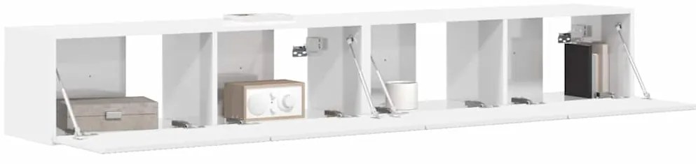 vidaXL Ντουλάπι Τηλεόρασης Τοίχου Επιτοίχιο 2 pcs Λαμπερό Λευκό