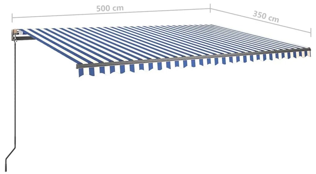 Τέντα Αυτόματη Ανεξάρτητη Μπλε/Λευκό 500 x 350 εκ. - Μπλε