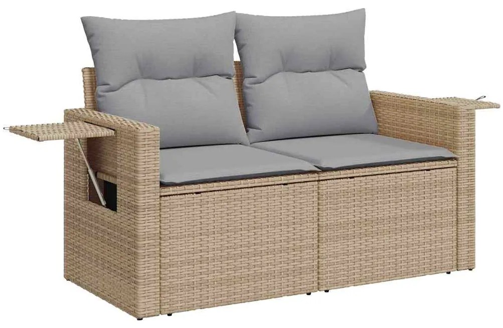 vidaXL Σετ Καναπέ Κήπου με μαξιλάρι 10 pcs Μπεζ συνθετικό ρατάν