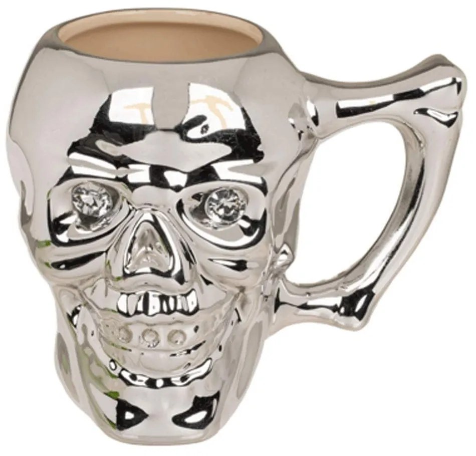 Κούπα Skull With Crystal Stones 78/8120 10x12cm Silver Αλουμίνιο,Πέτρα
