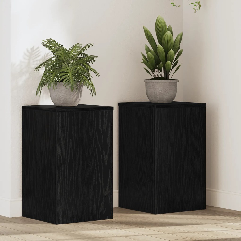 vidaXL Ράφια Φυτών 2 τεμάχια Μαύρης Δρυς 30x30x50 εκ. Σύνθετο Ξύλο