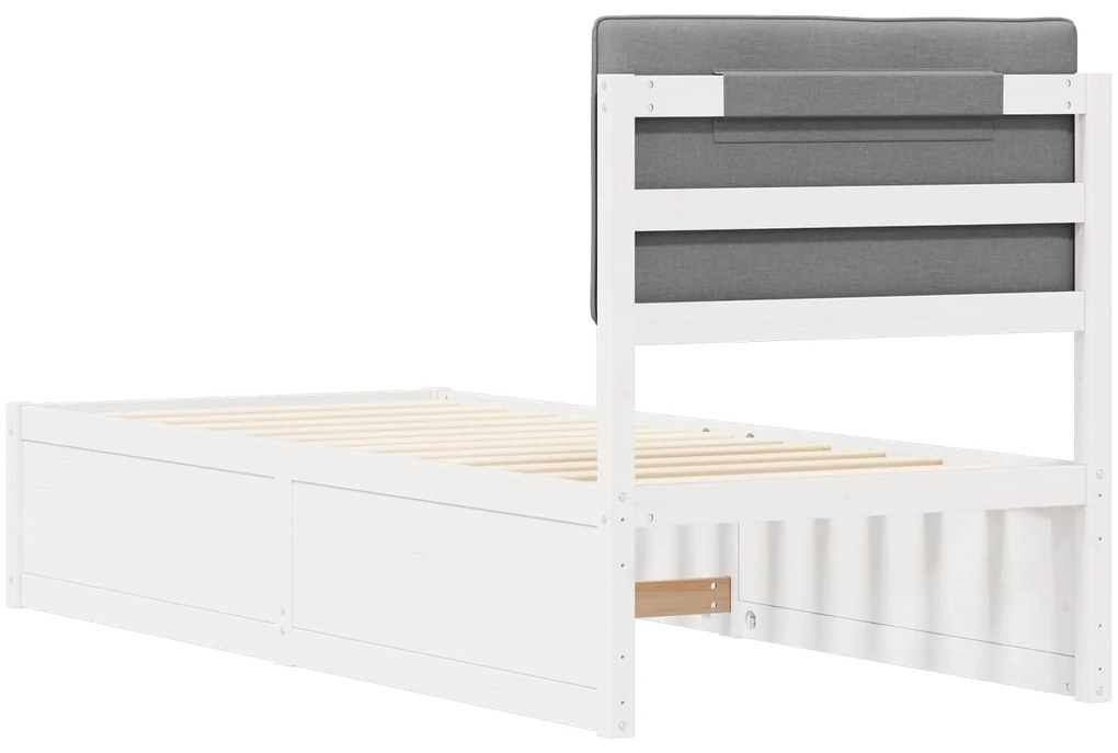 vidaXL Σκελετός Κρεβατιού με Επενδεδυμένο Κεφαλάρι Ανοιχτό γκρι