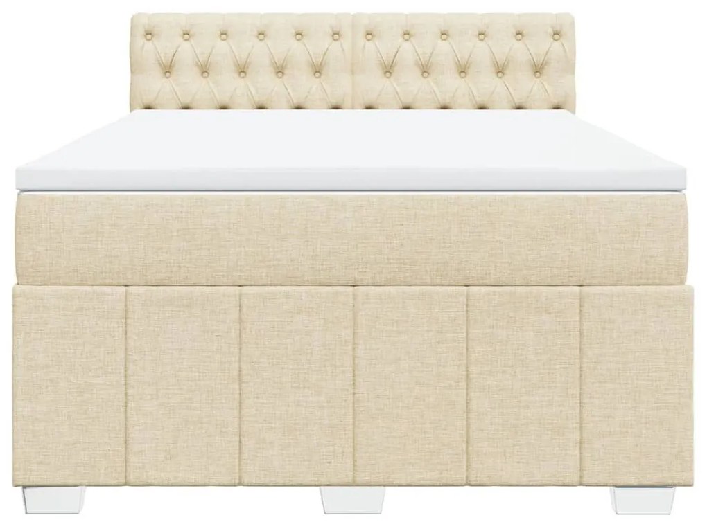 Κρεβάτι Boxspring με Στρώμα Κρεμ 160x200 εκ. Υφασμάτινο - Κρεμ