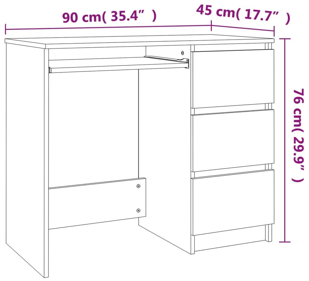 Γραφείο Καφέ Δρυς 90 x 45 x 76 εκ. από Επεξεργασμένο Ξύλο - Καφέ