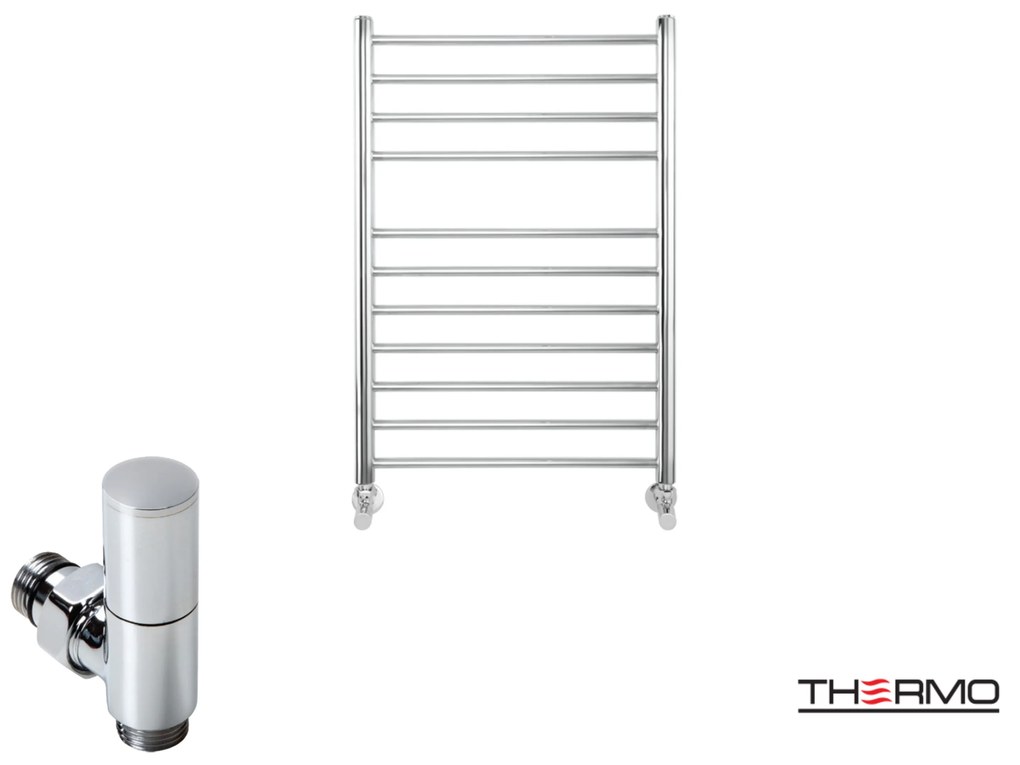 Thermo BELLAVIA Θερμαινόμενη πετσετοκρεμάστρα από ανοξείδωτο χάλυβα με υδραυλική λειτουργία, 75x50cm Inox Polished