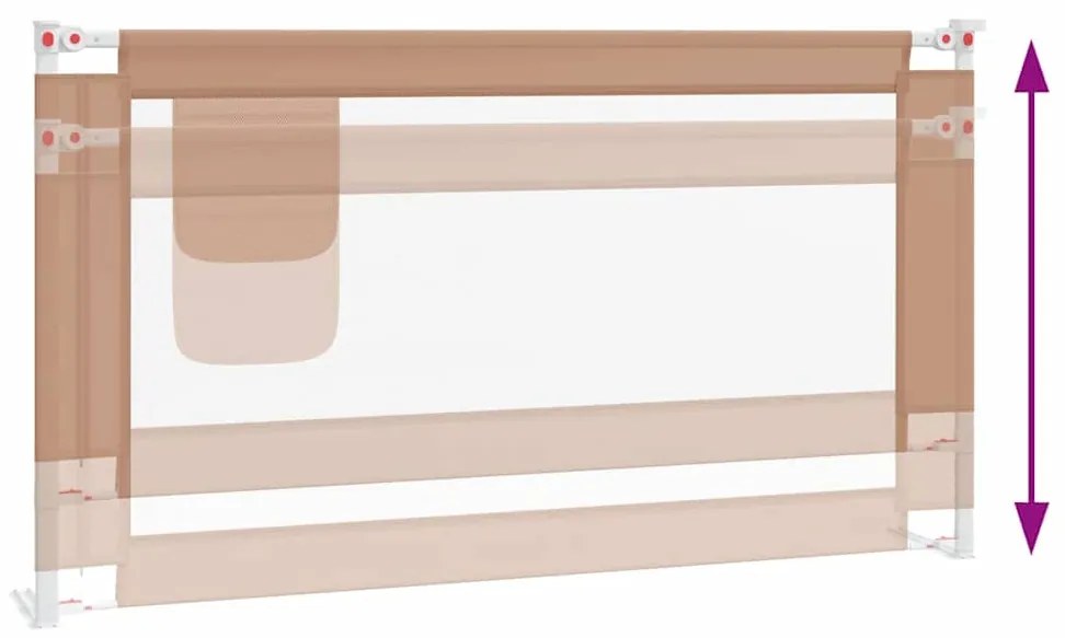vidaXL Μπάρα Κρεβατιού Προστατευτική Taupe 150 x 25 εκ. Υφασμάτινη
