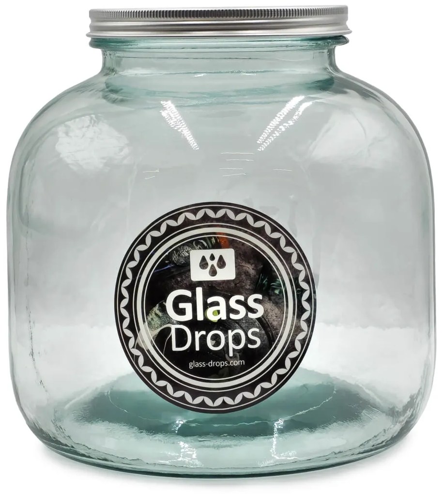Δοχείο με καπάκι Glass Drops Storage (5797) Aπό 100% ανακυκλωμένο γυαλί, Xωρητικότητας 6L , Διαστάσεων Ø 23 x Υ 24 cm
