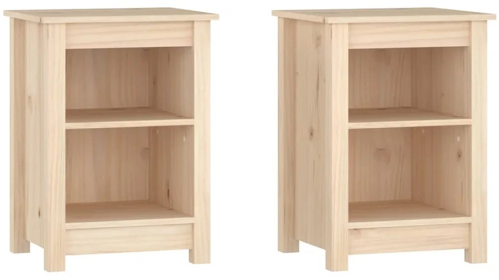 vidaXL Κομοδίνα 2 τεμ. 40 x 35 x 55 εκ. από Μασίφ Ξύλο Πεύκου
