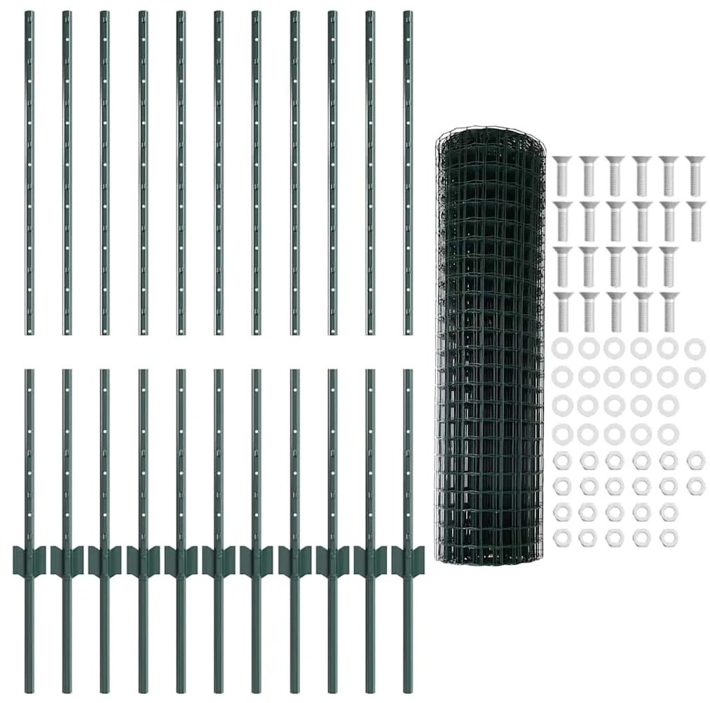 vidaXL Τεντώτο με στήριγμα Πράσινο 1 x 25 m Ατσάλι