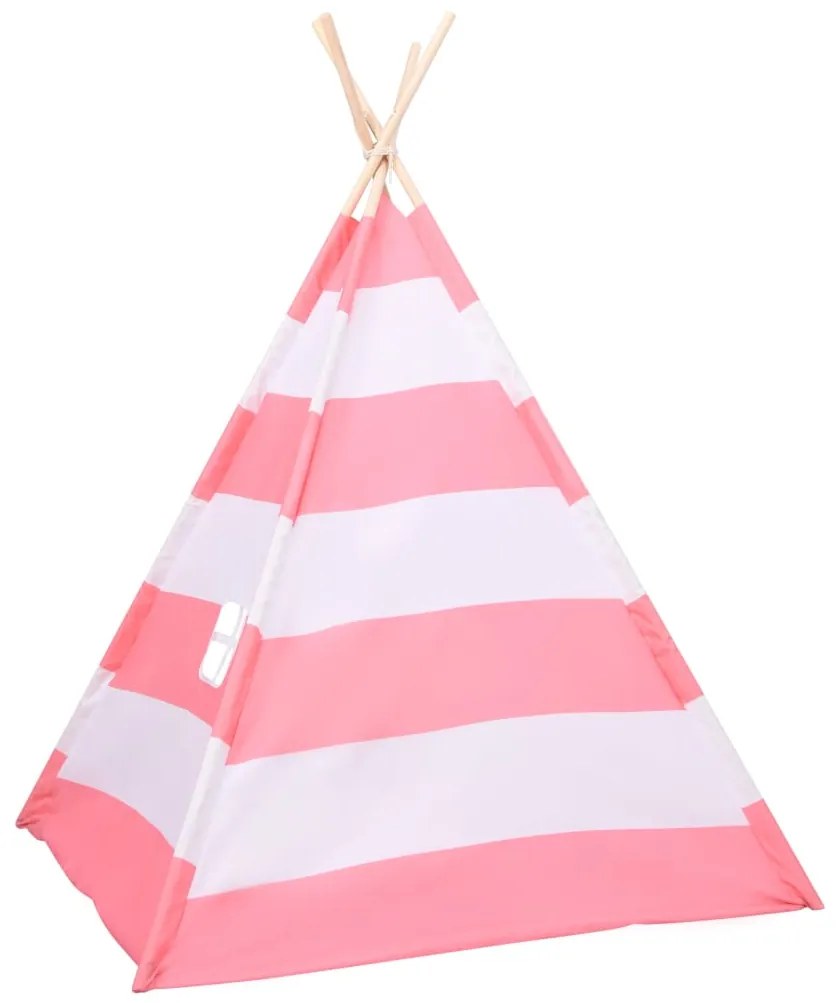 vidaXL Σκηνή Teepee Παιδική Ριγέ 120x120x150 εκ. Peach Skin με Σάκο