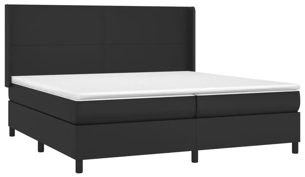 vidaXL Κρεβάτι Boxspring με Στρώμα Μαύρο 200x200 εκ. Συνθετικό Δέρμα