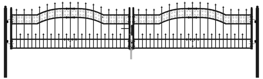 vidaXL Πόρτα Περίφραξης με Κορυφή Δόρυ Μαύρη 406x75 εκ. από Ατσάλι με Ηλεκτροστατική Βαφή