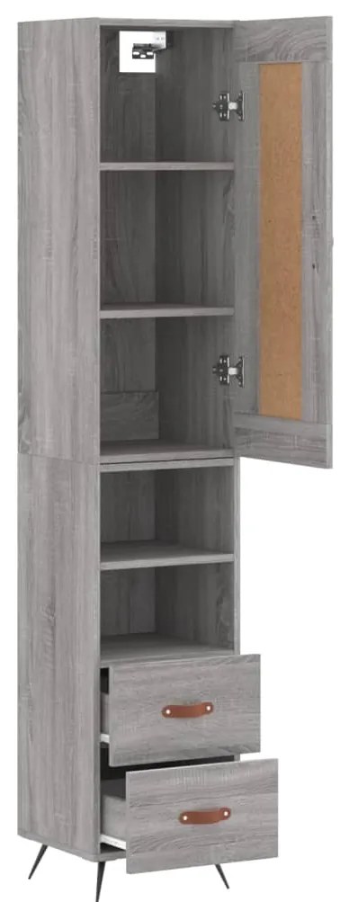 vidaXL Μπουφές Sonoma Γκρι 34,5 x 34 x 180 εκ. από Επεξεργασμένο Ξύλο