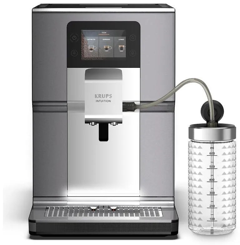 Krups EA875E10 ESP Intuition Preference+ Αυτόματη Μηχανή Espresso 1450W Πίεσης 15bar για Cappuccino με Μύλο Άλεσης Ασημί