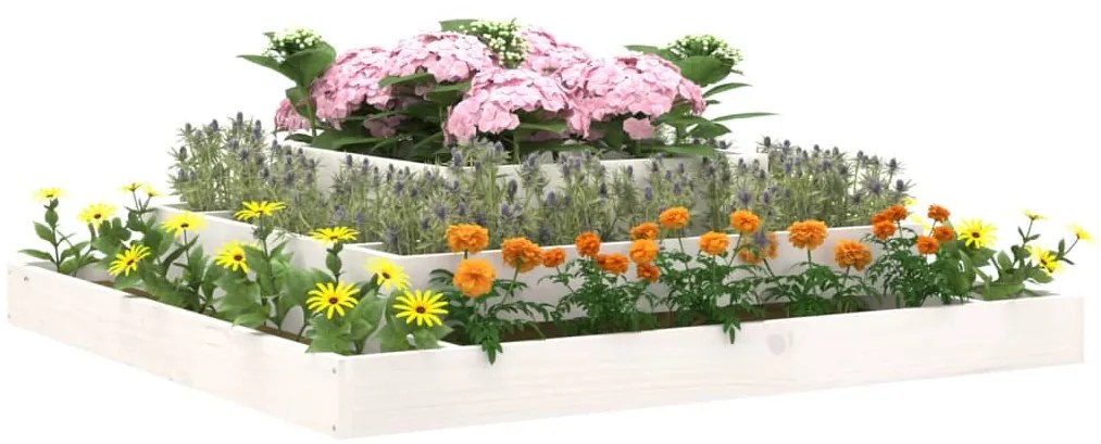 vidaXL Ζαρντινιέρα Λευκή 110 x 110 x 27 εκ. από Μασίφ Ξύλο Πεύκου
