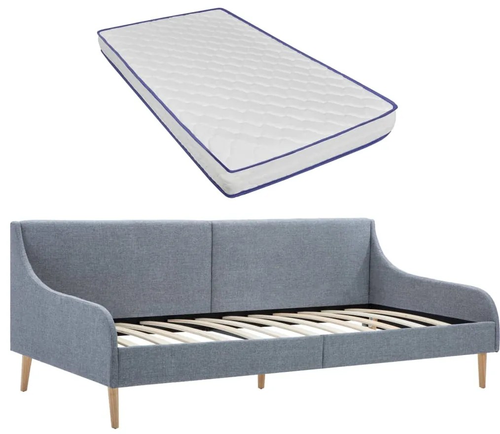 vidaXL Πλαίσιο Daybed Ανοιχτό Γκρι Υφασμάτινο + Στρώμα Αφρού Μνήμης
