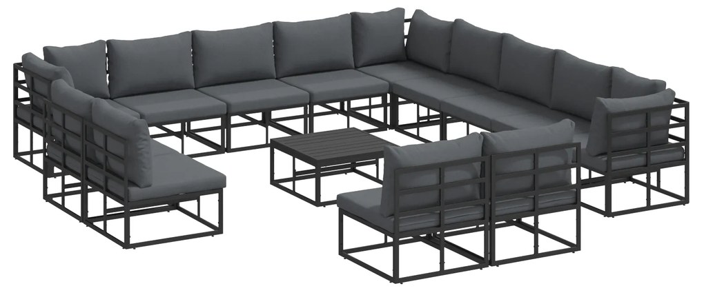 vidaXL Σετ Καναπέ Κήπου 14 pcs Μαύρο 70 x 70 x 32 εκ Αλουμίνιο