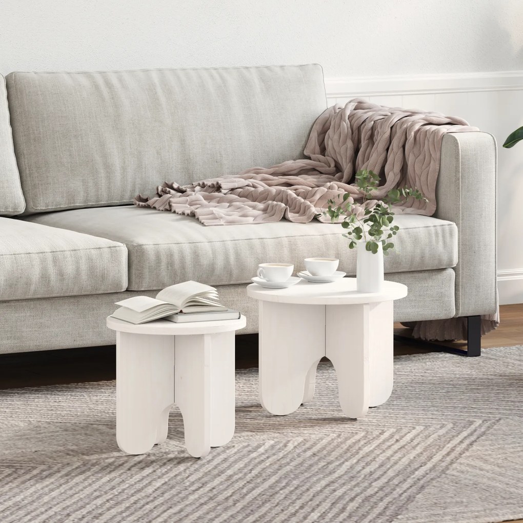 vidaXL Σετ Τραπεζιού Για Καφέ 2 pcs Λευκό 39.5 x 39.5 x 30 εκ.