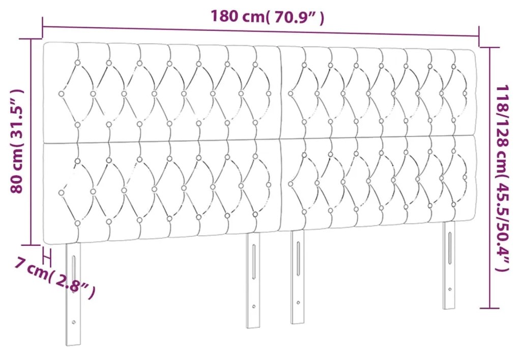 vidaXL Κεφαλάρι Κρεβατιού LED Μαύρο 180x7x118/128 εκ. Υφασμάτινο