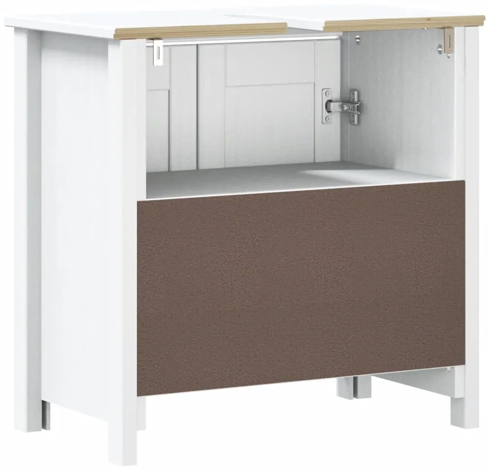 vidaXL Ντουλάπι Νιπτήρα BERG Λευκό 60 x 34 x 59 εκ. Μασίφ Ξύλο Πεύκου