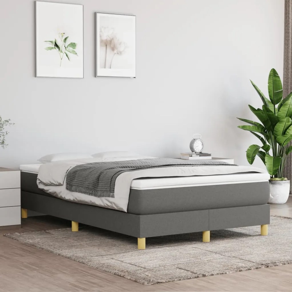 ΚΡΕΒΑΤΙ BOXSPRING ΜΕ ΣΤΡΩΜΑ ΣΚΟΥΡΟ ΓΚΡΙ 120X190 ΕΚ ΥΦΑΣΜΑΤΙΝΟ 3269665