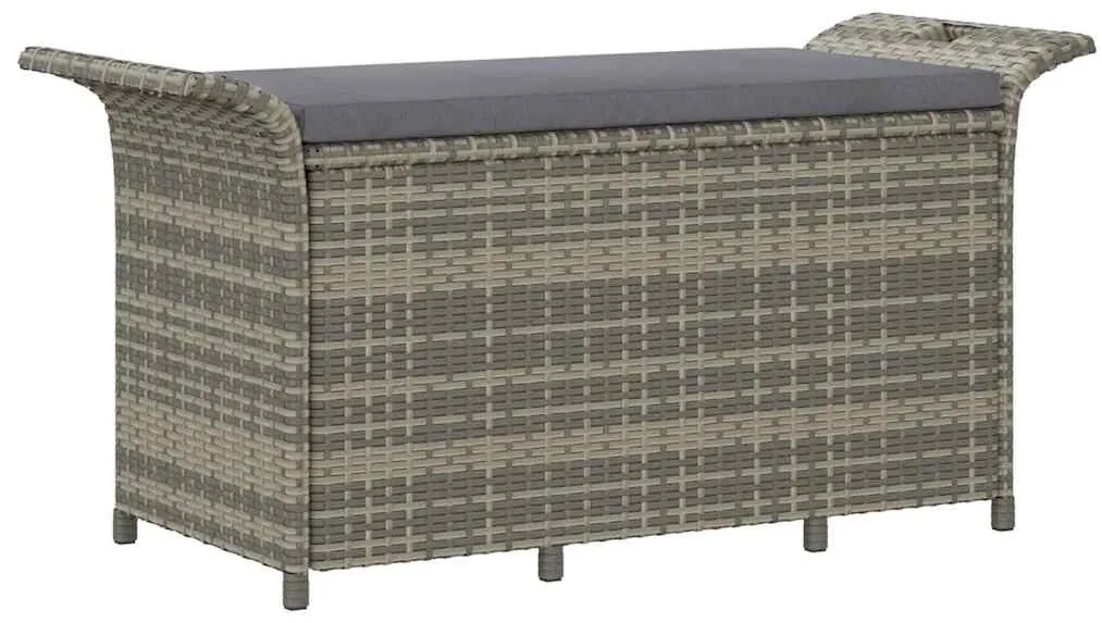 vidaXL Παγκάκι Κήπου με Μαξιλάρι Γκρι 116x46x57 εκ. από Συνθ. Ρατάν