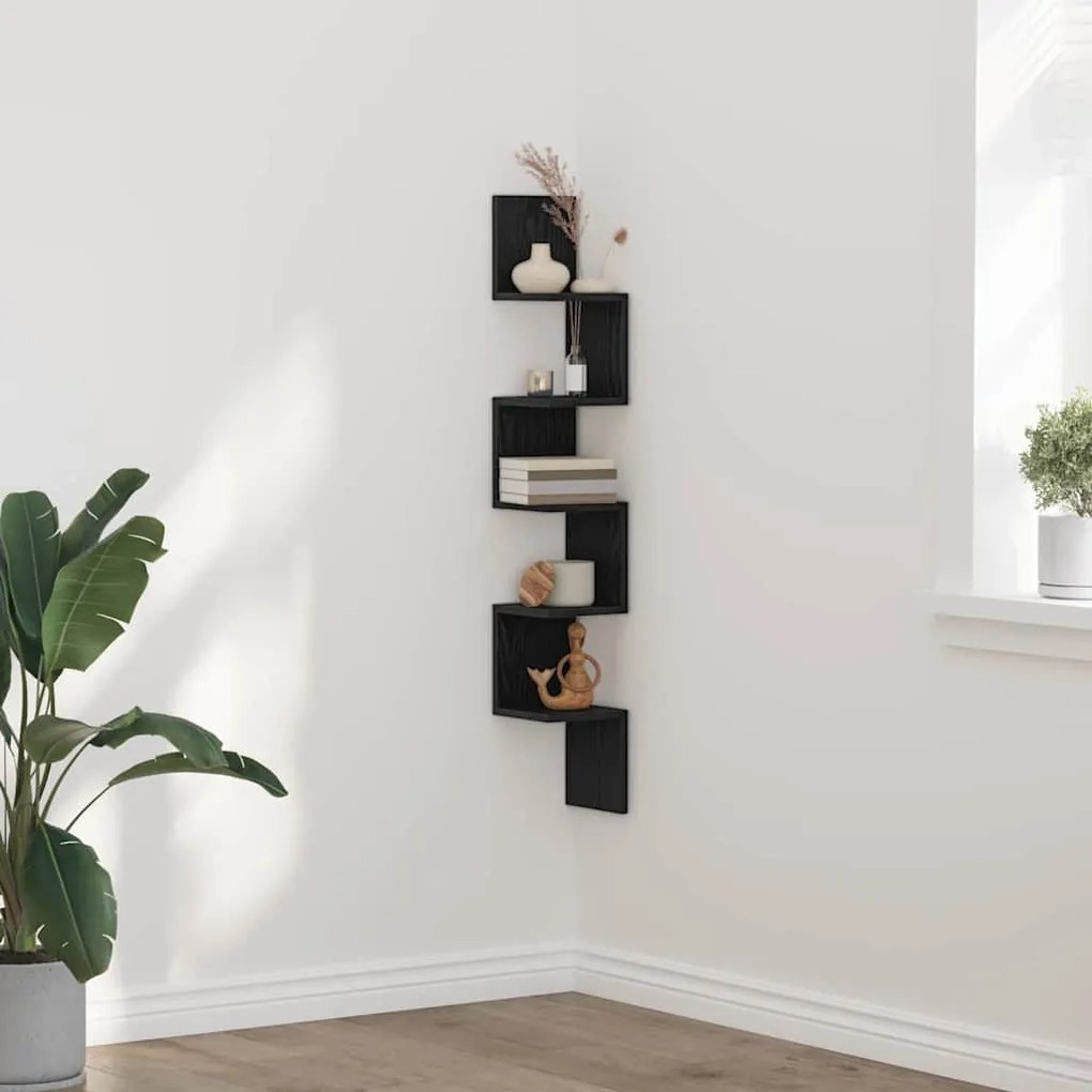 vidaXL Γωνιακό ράφι Μαύρη δρυς 20 x 20 x 127.5 cm Επεξεργασμένο ξύλο