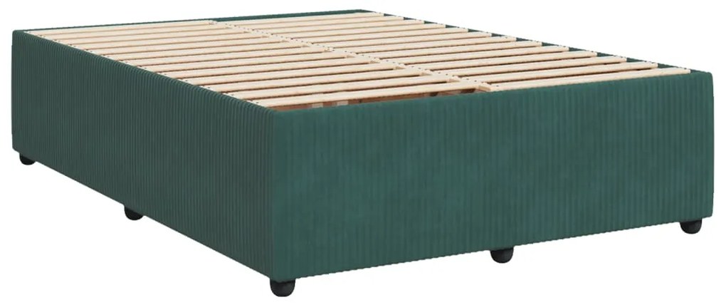 vidaXL Κρεβάτι Boxspring με Στρώμα Σκούρο Πράσινο 140x200εκ. Βελούδινο