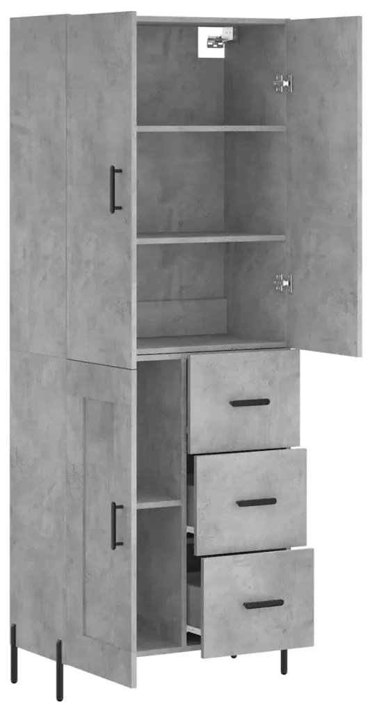 vidaXL Ντουλάπι Γκρι Σκυροδέματος 69,5x34x180 εκ. Επεξεργασμένο Ξύλο