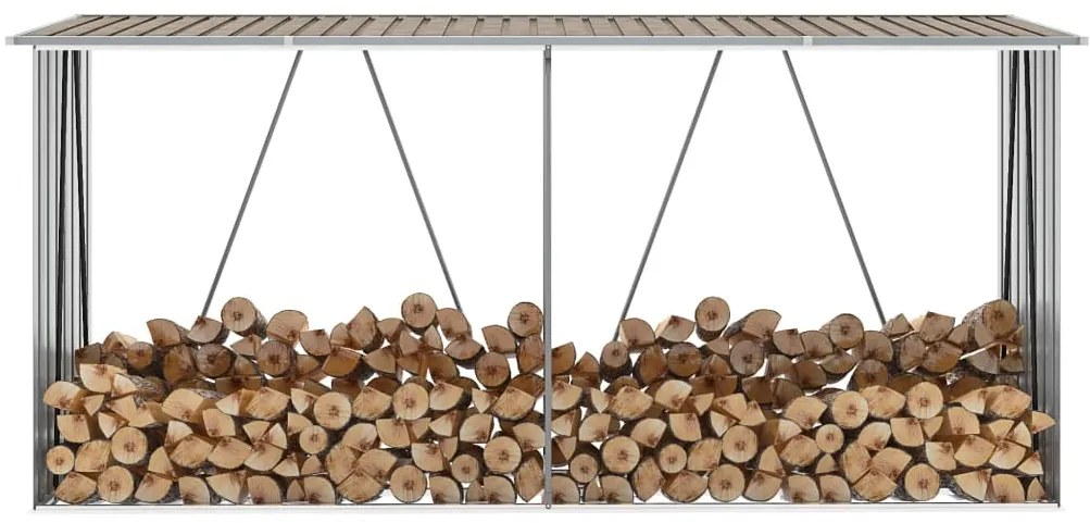 vidaXL Υπόστεγο Αποθήκευσης Ξύλων Κήπου Καφέ 330 x 84 x 152 εκ. Ατσάλι