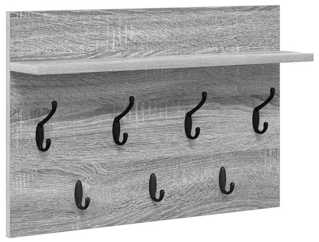 vidaXL Τοίχου Κρεμάστρα με ράφι Γκρίζο Σονομα 60 x 40 x 12 cm