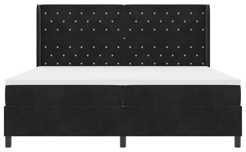 vidaXL Κρεβάτι Box Spring με Στρώμα & LED Μαύρο 200x200 εκ Βελούδο