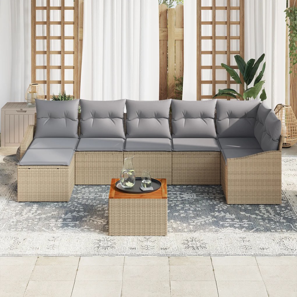 vidaXL Σετ Καναπέ Κήπου 8 pcs Beige, ανοιχτό γκρι 55 x 55 x 37 εκ
