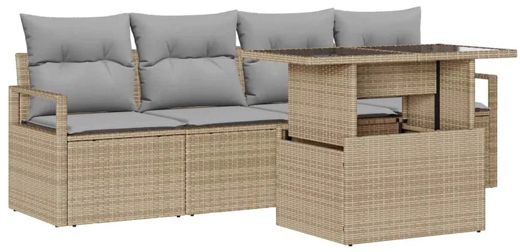vidaXL Σετ Καναπέ Κήπου 5 pcs μπεζ και ανοιχτό γκρι 100 x 55 x 73 εκ
